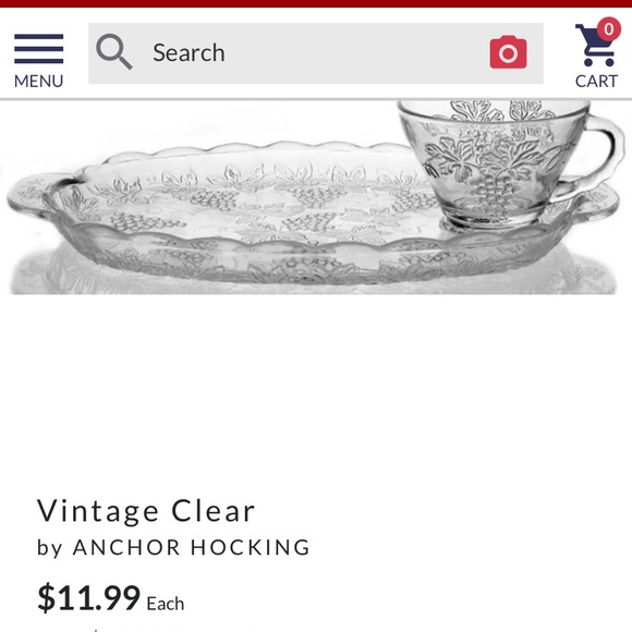 Anchor hocking vintage, discontinued grape glass tea party snack plate set - Picture 4 of 4